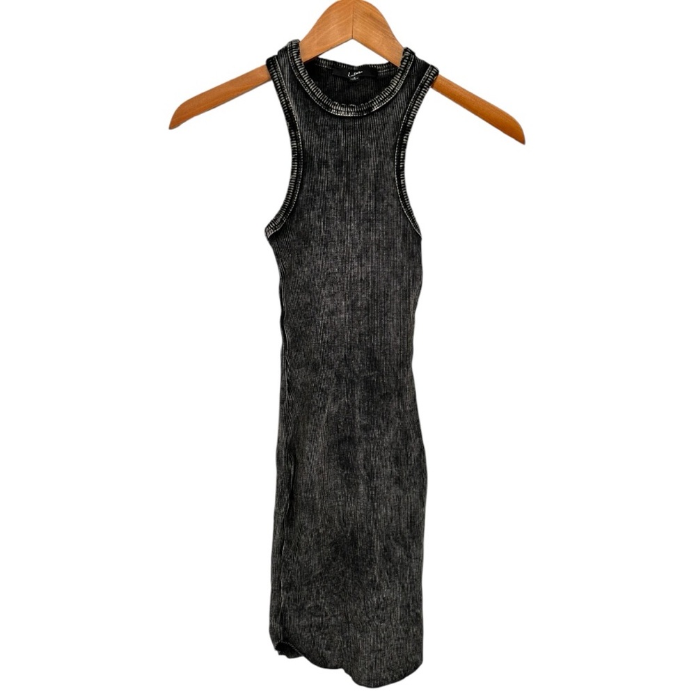Lulu’s Black Mineral Wash Ribbed Bodycon Dress size Small NWOT